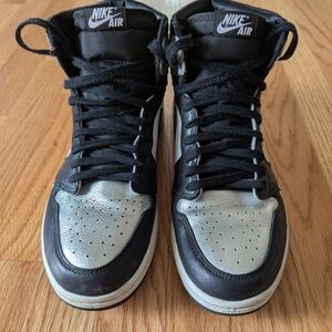 Jordan Retro 1 High OG Black and Silver Sneakers